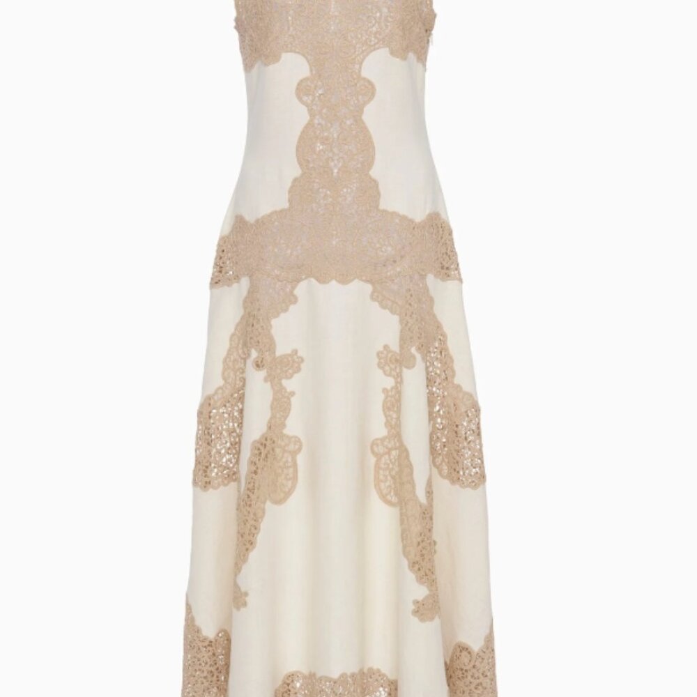 NWOT ULLA JOHNSON Arlette Handkerchief Midi Linen Dress in Travertine S $2,050 - Picture 5 of 12